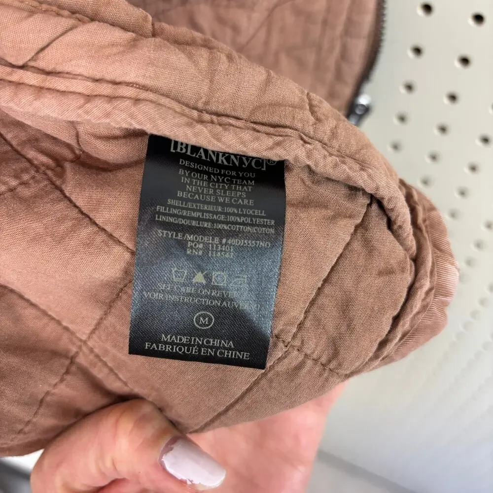 Blank NYC Brown Quilted Puffer Jacket Neutral Cozy Winter M